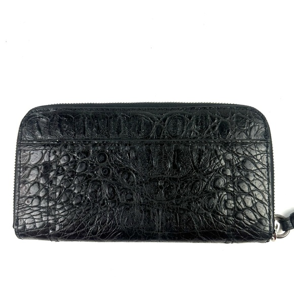 Brighton Wallet Black Croc Embossed Leather Organizer Clutch Wristlet - Picture 2 of 9